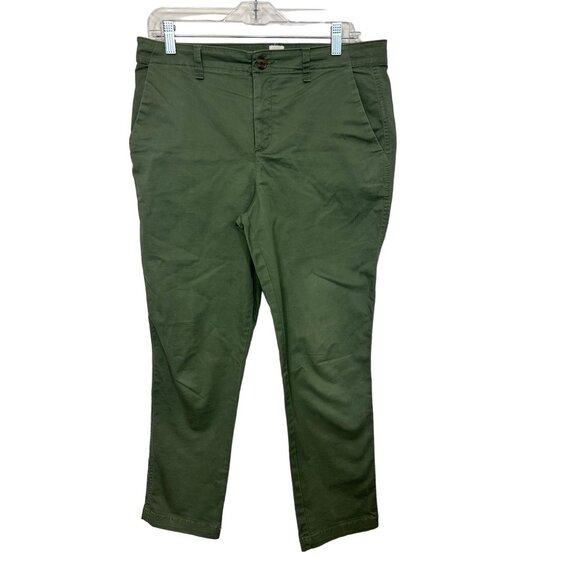 Gap Women’s Girlfriend Khaki Pants 8 Green Chinos Casual Zip Button Loops Pocket - Picture 6 of 11
